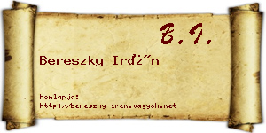 Bereszky Irén névjegykártya